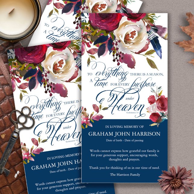 Funeral Memorial Floral Funeral Thank You Cards (sympathy thank you cards,
after funeral thank you cards,
thank you cards for celebration of life,)