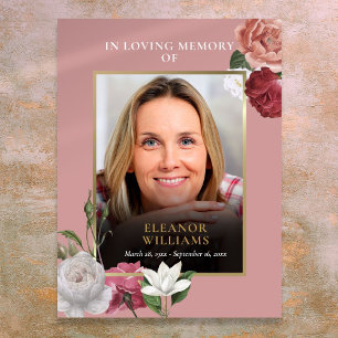 Funeral Memorial Floral Photo Celebration Of Life Poster