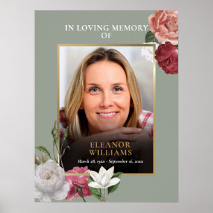 Funeral Memorial Floral Photo Celebration Of Life Poster