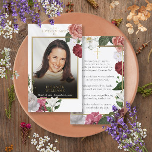 Funeral Memorial Floral Photo Prayer Cards