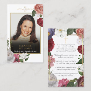 Funeral Memorial Floral Photo Prayer Cards
