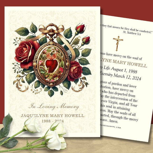 Funeral Memorial Floral Religious Prayer Card (Creator Uploaded)