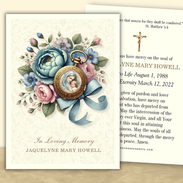 Funeral Memorial Floral Religious Prayer Card (Creator Uploaded)