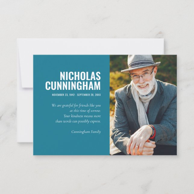 Funeral Memorial Forever In Our Hearts Photo Thank You Card (Front)