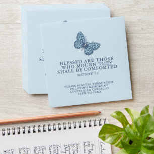 Funeral memorial gift blue butterfly seed envelope