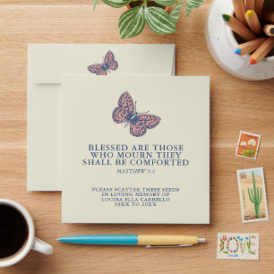 Funeral memorial gift coral cream butterfly seed envelope
