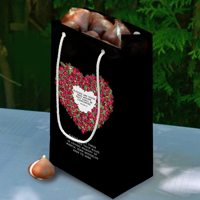 Funeral memorial gift plant red tulip bulbs favour small gift bag (Creator Uploaded)