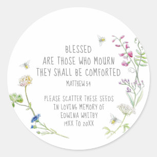 Funeral memorial gift wildflower scatter seed classic round sticker