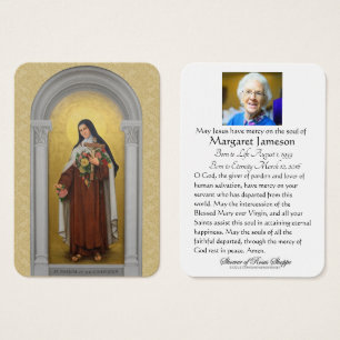 Funeral Memorial Holy Card St. Therese Lisieux
