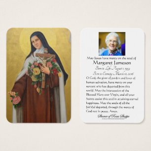 Funeral Memorial Holy Card St. Therese Lisieux