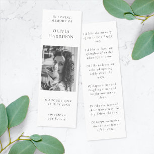 Funeral Memorial In Loving Memory Bookmark Card