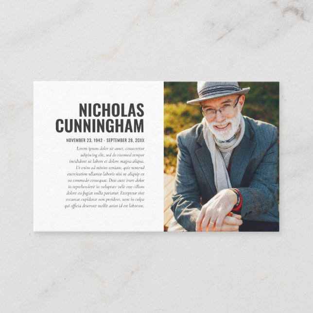 Funeral Memorial In Loving Memory Photo Card (Front)