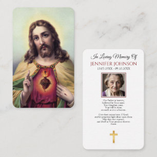 Funeral Memorial Jesus Sacred Heart Prayer Card
