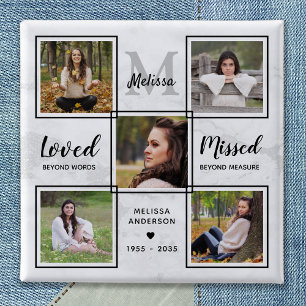 Funeral Memorial Keepsake Unique Photo Collage 15 Cm Square Badge