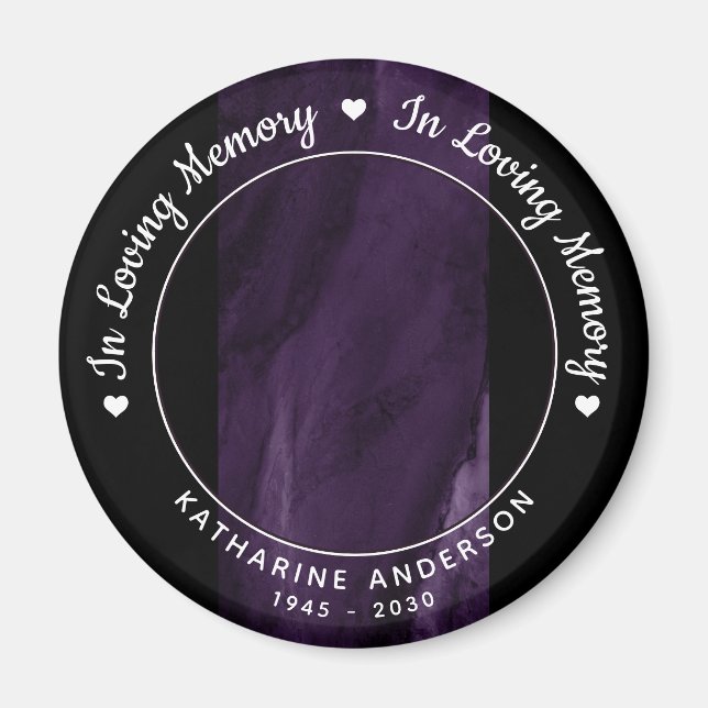 Funeral Memorial Loving Memory Purple Marble Photo Magnet (Front)