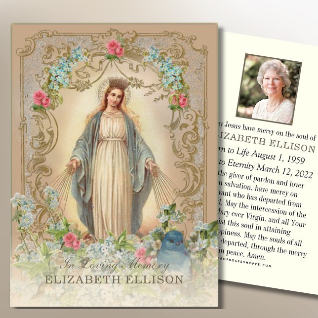 Funeral Memorial Mary Photo Prayer Card (Creator Uploaded)