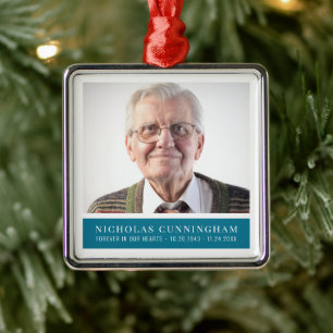 Funeral Memorial Modern Colour Block Photo Metal Ornament