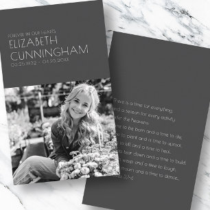 Funeral Memorial Modern Minimalist Chic Photo Business Card