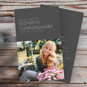 Funeral Memorial Modern Minimalist Chic Photo Business Card