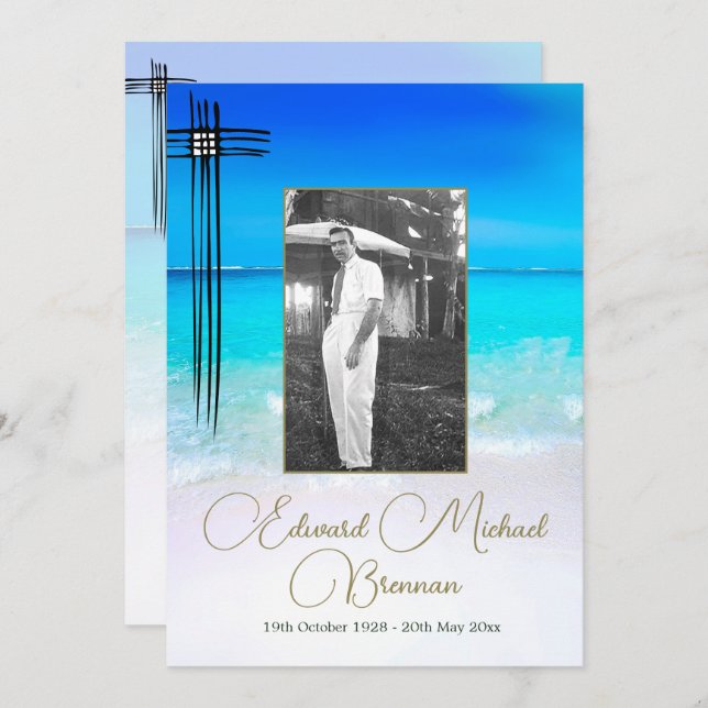 Funeral Memorial Ocean Sea Christian Photo  Invitation (Front/Back)