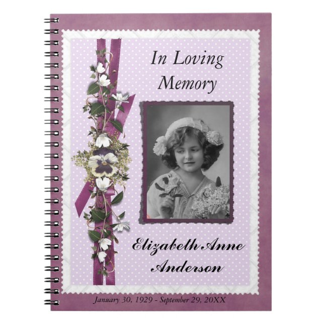 Funeral Memorial Personalised Photo Guestbook Notebook (Front)