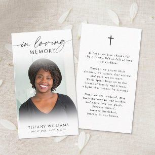 Funeral Memorial Photo Cross Christian Prayer Card