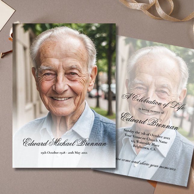 Funeral Memorial Photo Elegant  Invitation (Creator Uploaded)