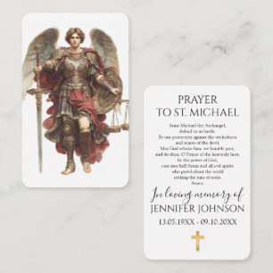 Funeral Memorial Prayer Card Archangel Michael