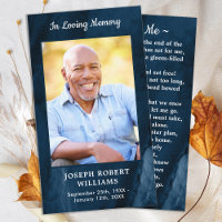 Funeral Memorial Prayer Card Blue Marble Photo
