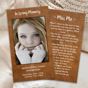 Funeral Memorial Prayer Card Sympathy Leather