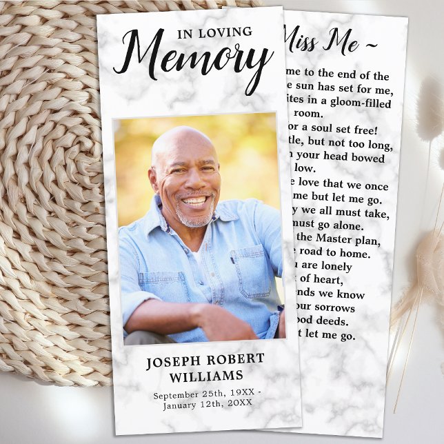 Funeral Memorial Prayer Card Sympathy Photo Marble (Creator Uploaded)