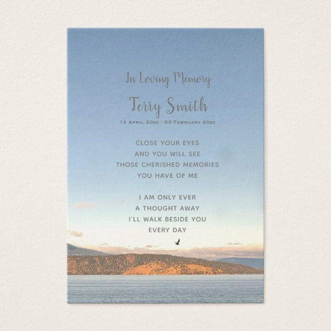 Funeral / Memorial Remembrance Prayer Card (Front)