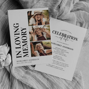 Funeral Memorial Service 3 Photo Invitation