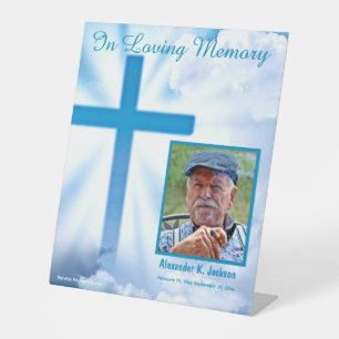 Funeral Memorial Service Location Christian Cross  Pedestal Sign
