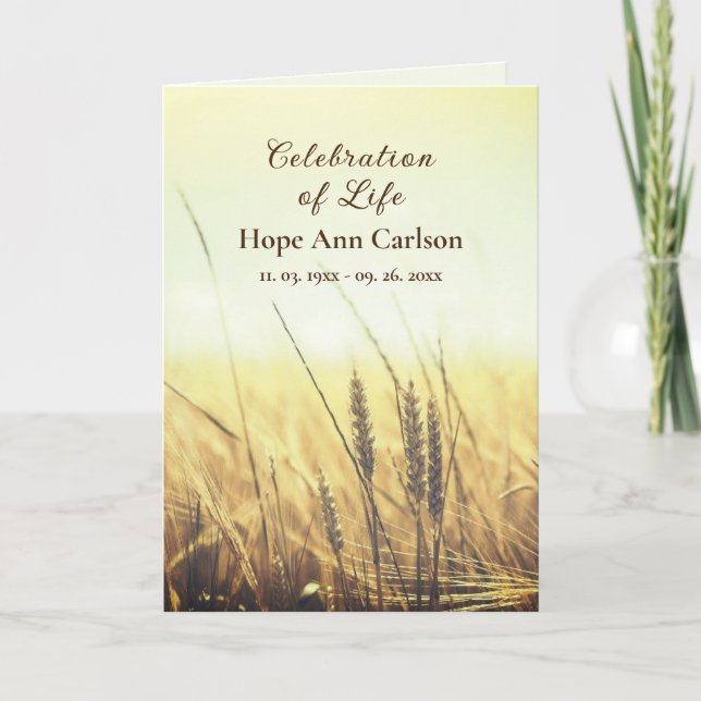 Funeral Memorial Service Program Wheat Field (Front)