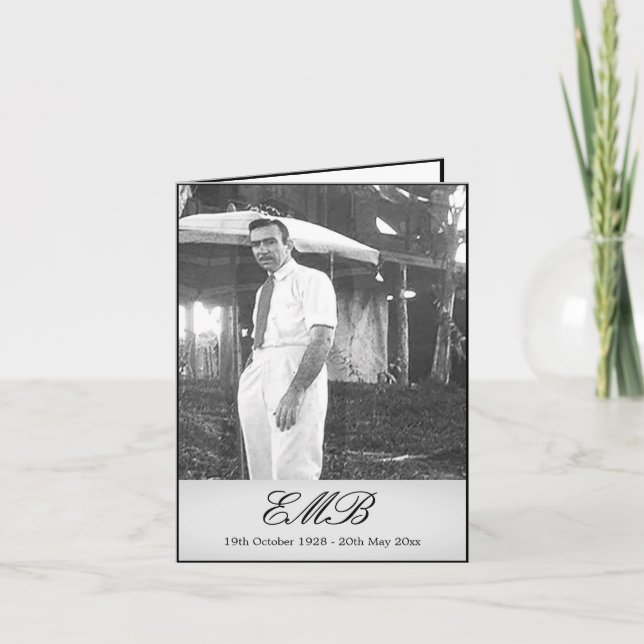 Funeral Memorial Simple Black and White Photo Card (Front)