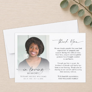 Funeral Memorial Thank You In Loving Memory Photo Card
