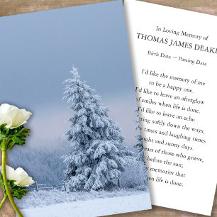 Funeral Memorial Tree Snow Prayer Sympathy Cards