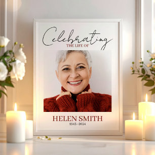 Funeral Minimalist Simple Memorial Photo Poster