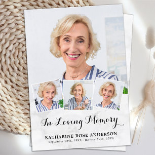 Funeral Modern Chic 4 Photo Sympathy Prayer Card