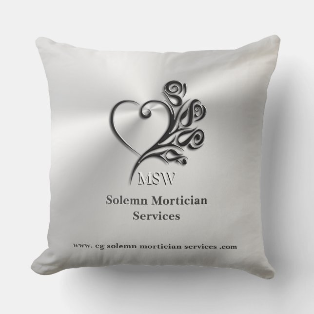 Funeral Mortician Services, Heart and Roses Cushion (Front)