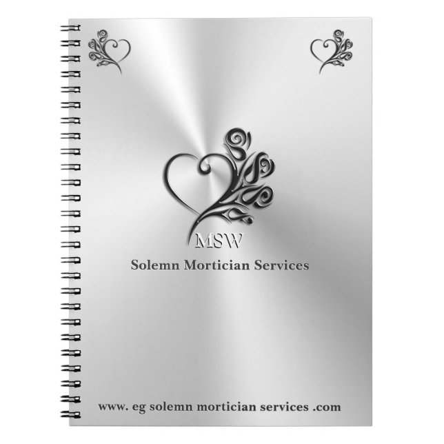 Funeral Mortician Services, Heart and Roses Notebook (Front)