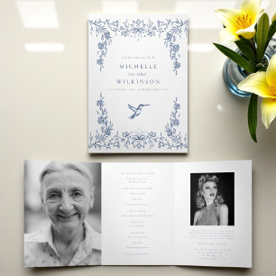 Funeral Obituary Order of Service hummingbird Tri-Fold Programme