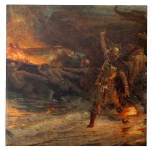 Funeral of a Viking (by Frank Dicksee) Ceramic Tile