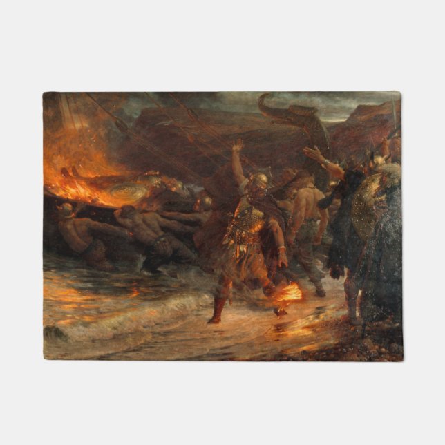 Funeral of a Viking (by Frank Dicksee) Doormat (Front)
