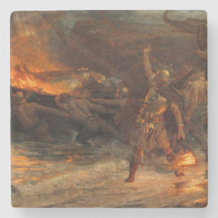 Funeral of a Viking (by Frank Dicksee) Stone Coaster