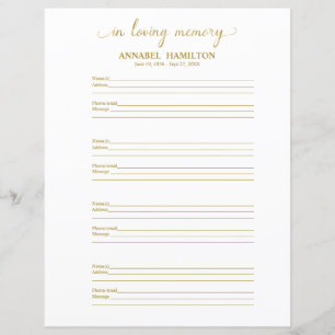 Funeral Or Memorial Guest Book Filler Page