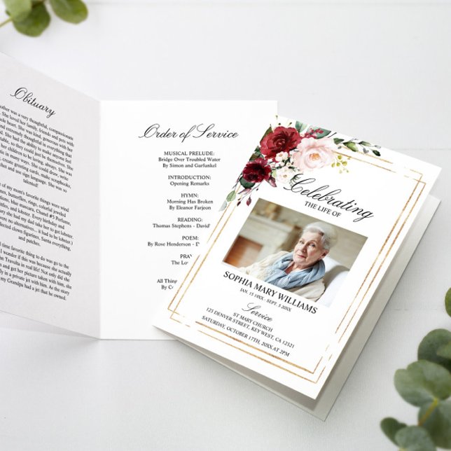 Funeral Order of Service & Floral Memorial Program (Creator Uploaded)