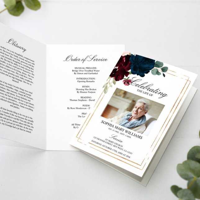 Funeral Order of Service & Floral Memorial Program (Creator Uploaded)