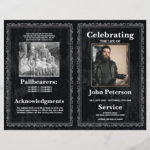Funeral Order of Service Gothic Rock Black Design Flyer